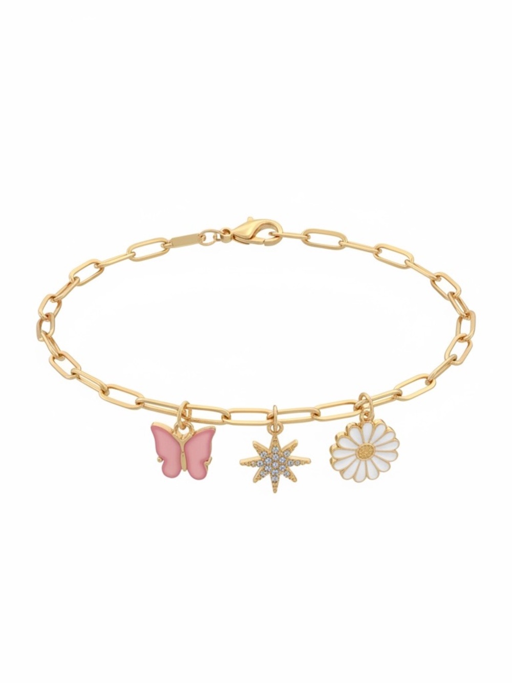 Gold Link Bracelet with Charms